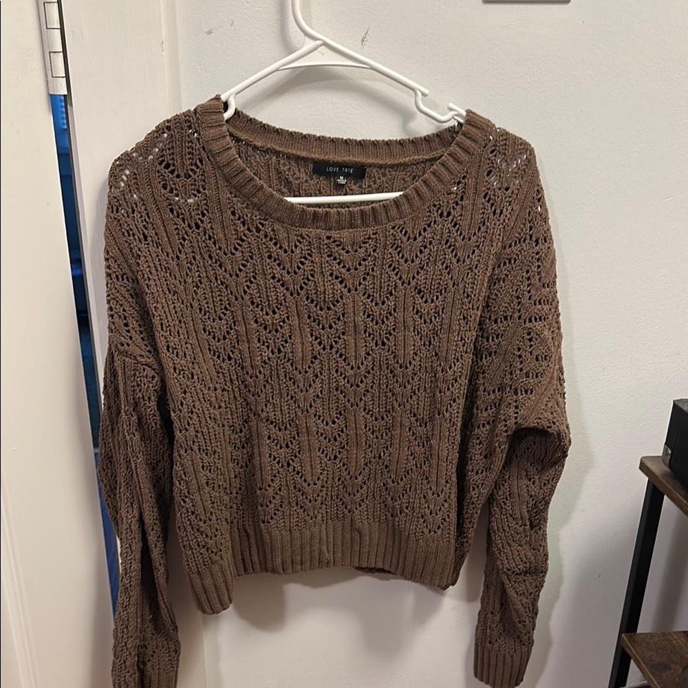 Love Tree Brown Crew Neck Sweater Chunky Knit
